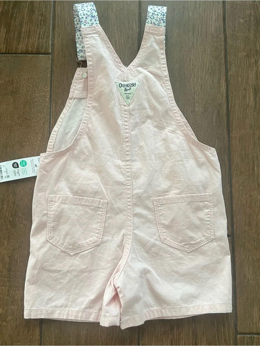 Osh Kosh B'Gosh Pink Heart Floral Shortall Overalls size 4T New with Tags